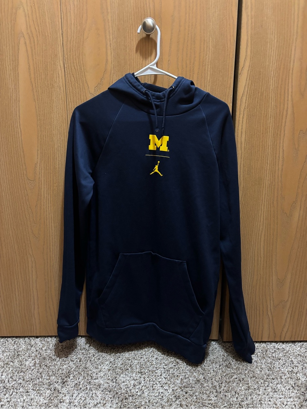 Jordan Navy Pullover Hoodie with Yellow Logos
